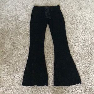 Black velvet flare pants